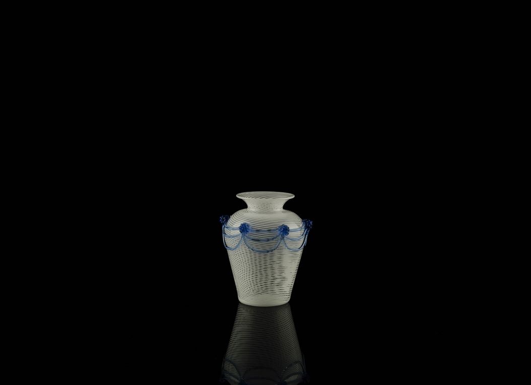Small vase festooned B - Blue