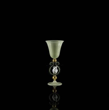 Small green filigree swan goblet A